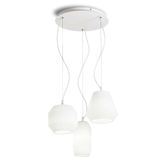 Candelabru ORIGAMI – sticlă albă cu efect pliat