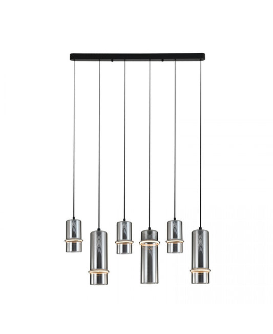 Lustră LED Negru Sablat - Sticlă Fumurie – Zambelis 2537