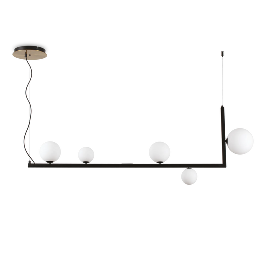 Suspensie BIRDS – 135 cm, bile din sticlă albă - 273648
