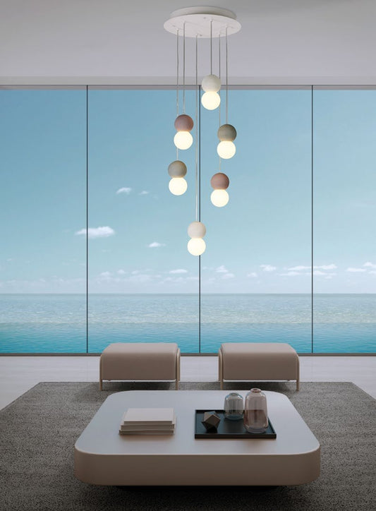 Lustră Glam / Design cu LED 40cm, Gri ciment - Galaxia