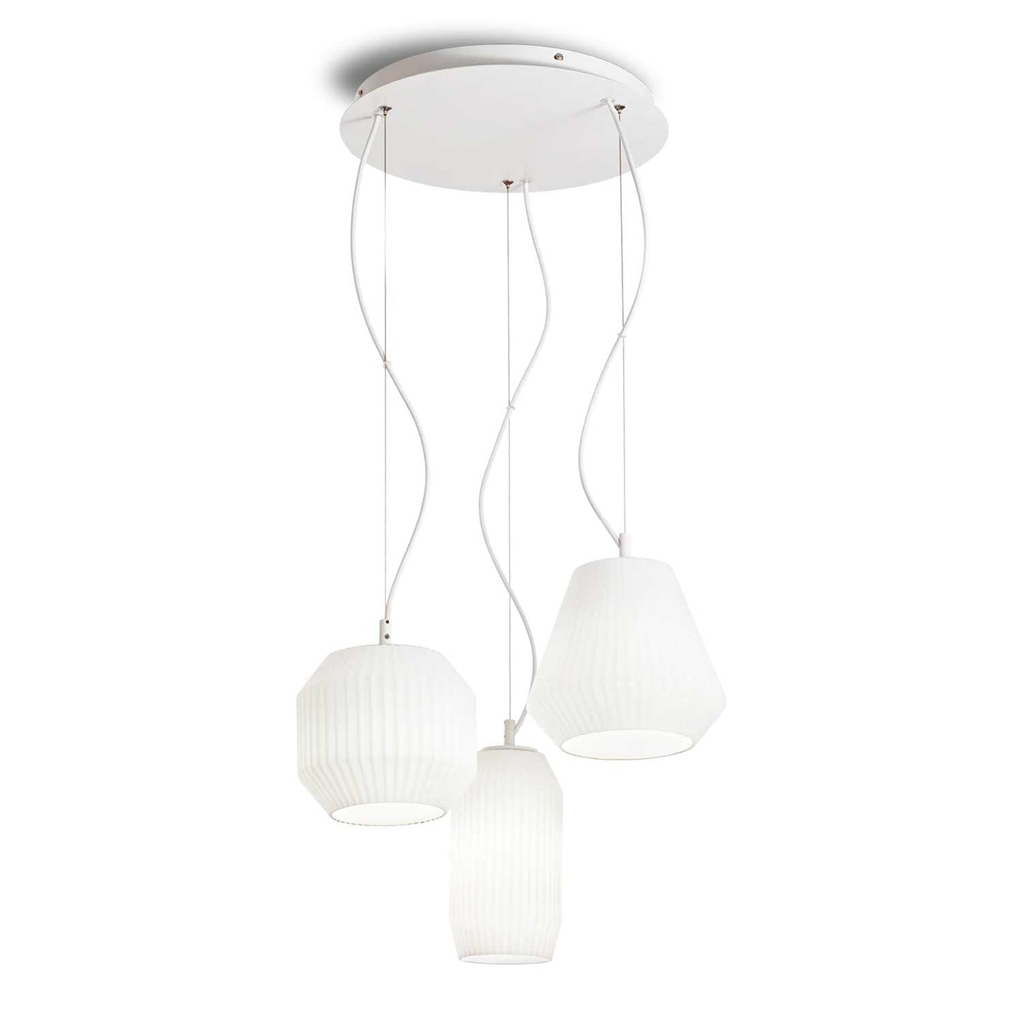 Candelabru ORIGAMI – sticlă albă cu efect pliat