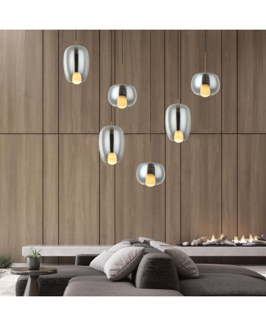 Pendul Sticlă Fumurie - Auriu – Zambelis 22058
