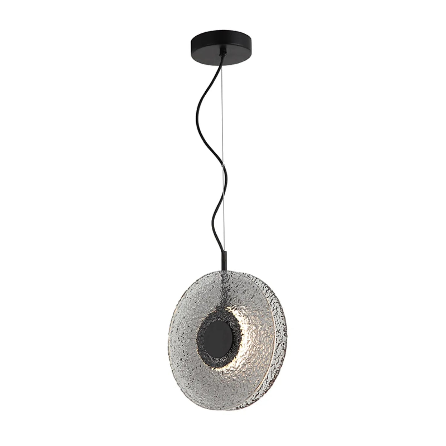 Pendul LED Sticlă Fumurie - Negru – Zambelis 23072