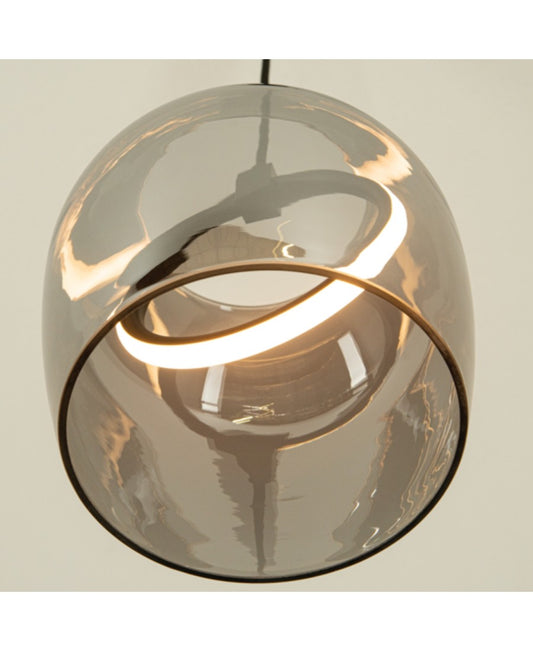 Pendul LED Sticlă Fumurie - Negru – Zambelis 23078