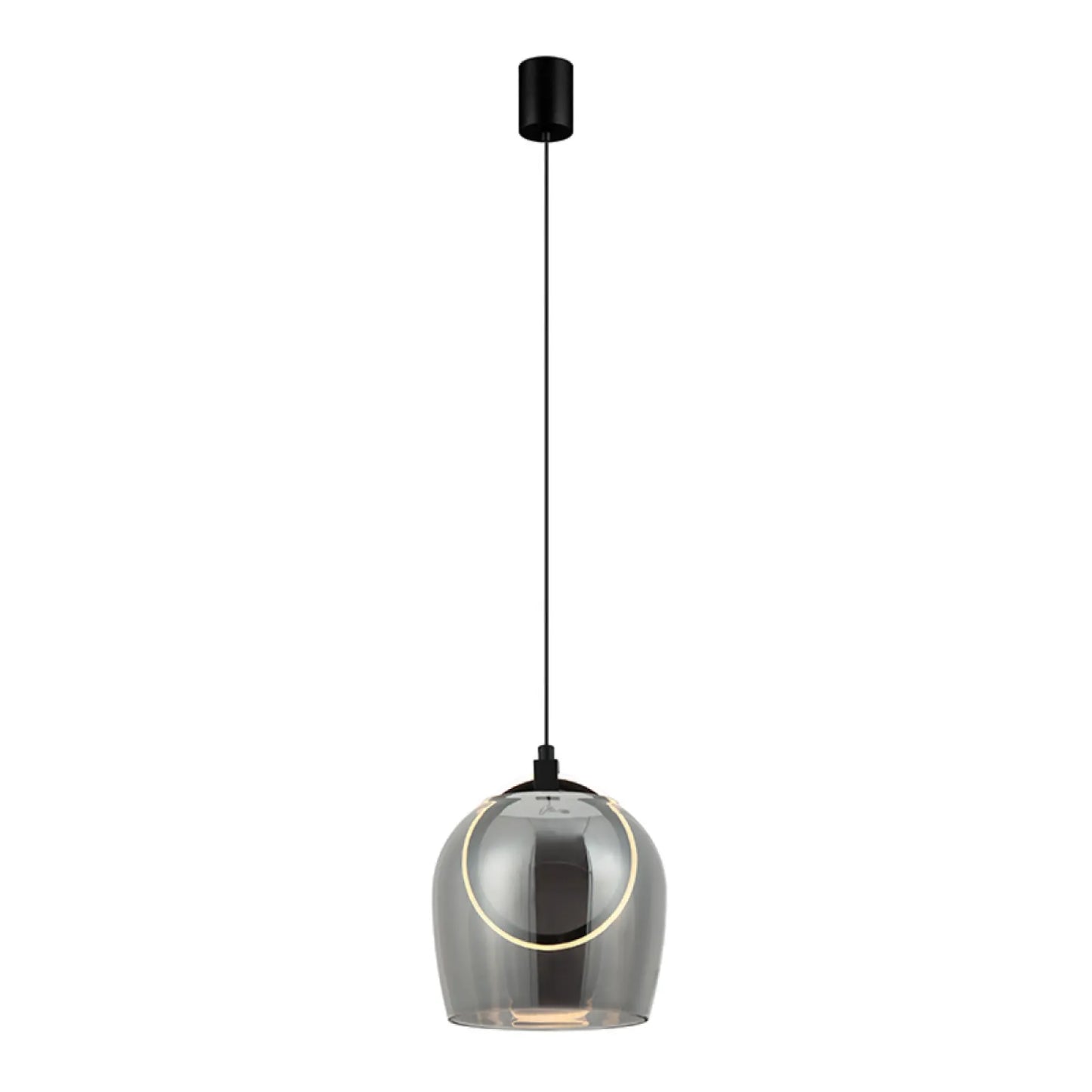 Pendul LED Sticlă Fumurie - Negru – Zambelis 23078