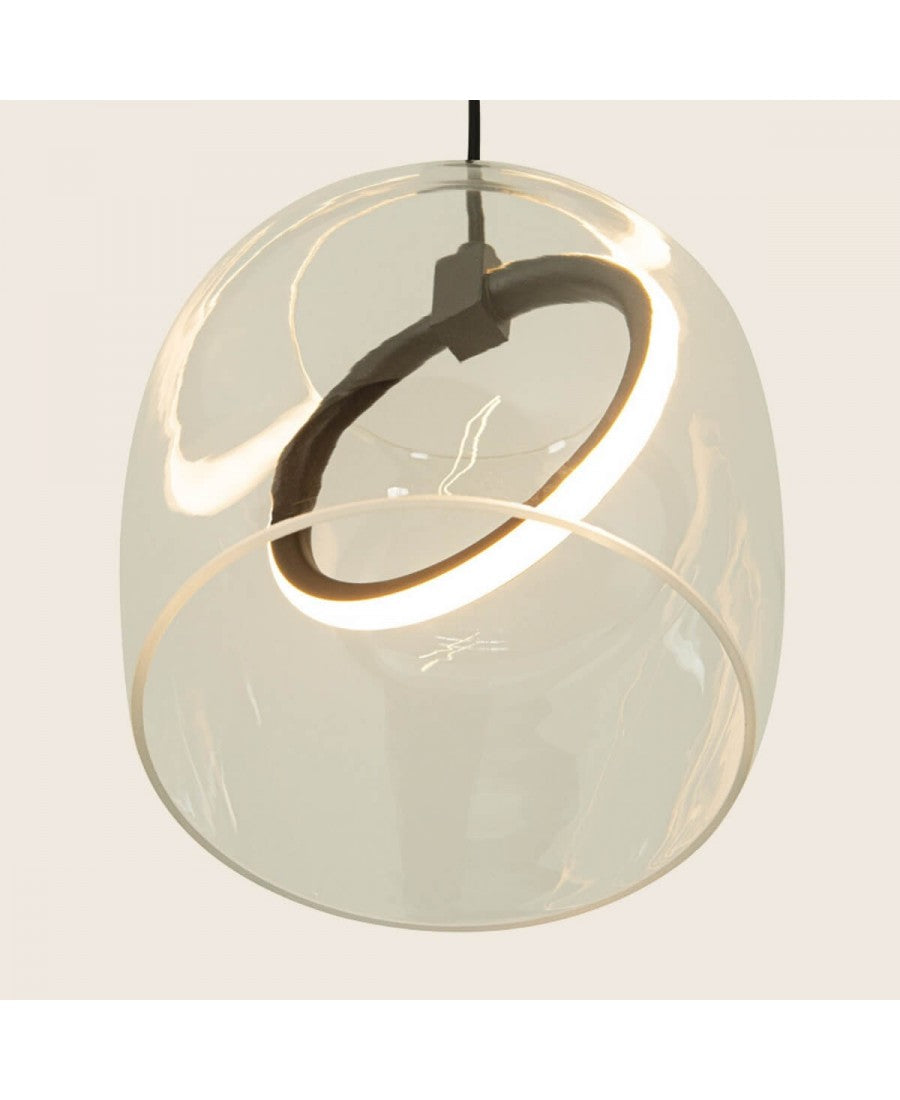 Pendul LED Sticlă Transparentă - Negru – Zambelis 23080