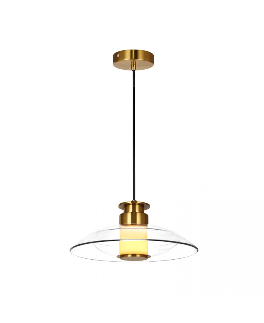 Pendul LED Sticlă Transparentă - Alamă – Zambelis 25141