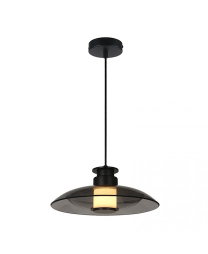 Pendul LED Negru Sablat - Sticlă Fumurie – Zambelis 25142