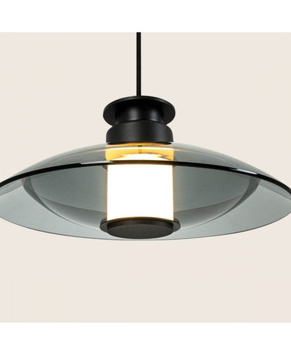 Pendul LED Negru Sablat - Sticlă Fumurie – Zambelis 25142