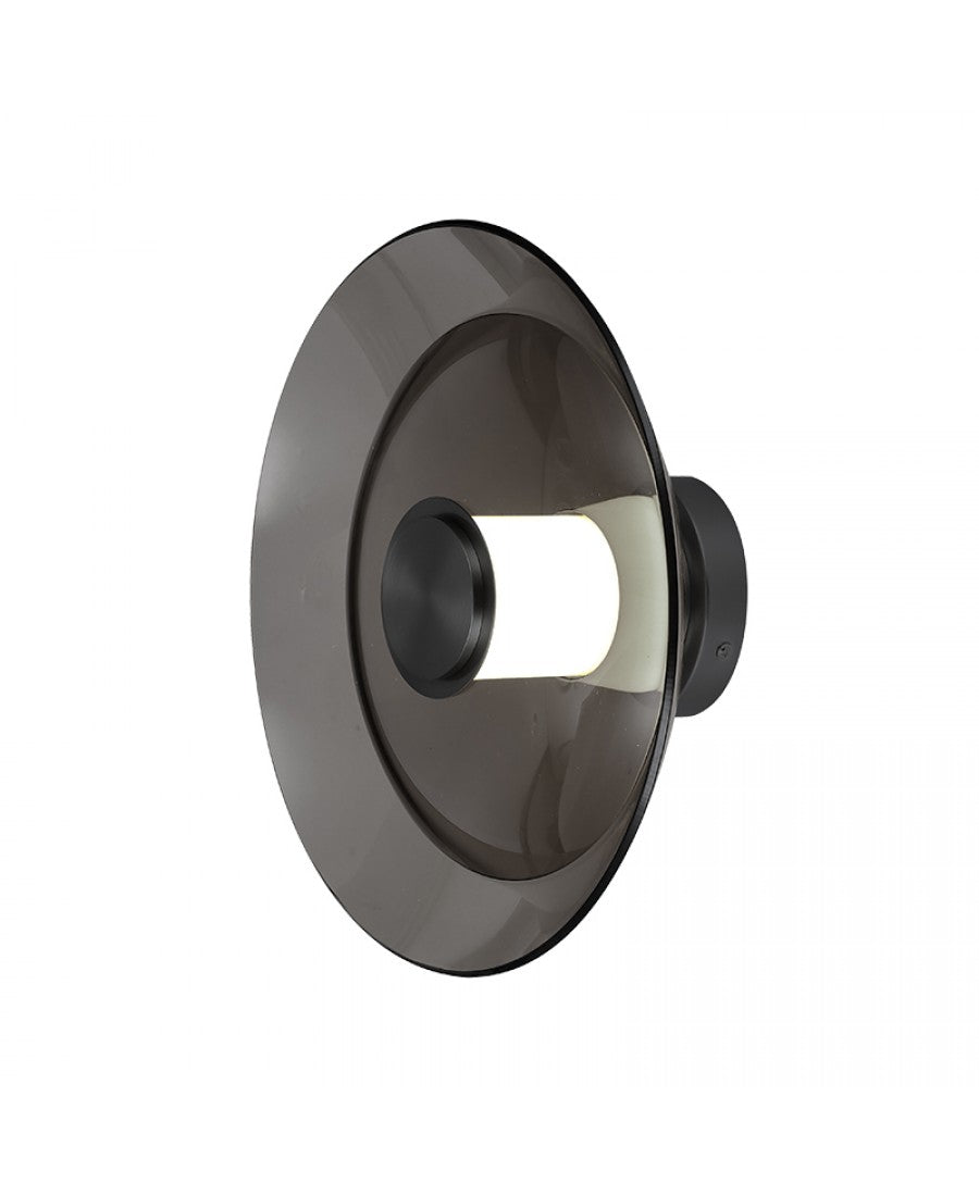 Aplică perete LED Negru Sablat - Sticlă Fumurie – Zambelis 25144