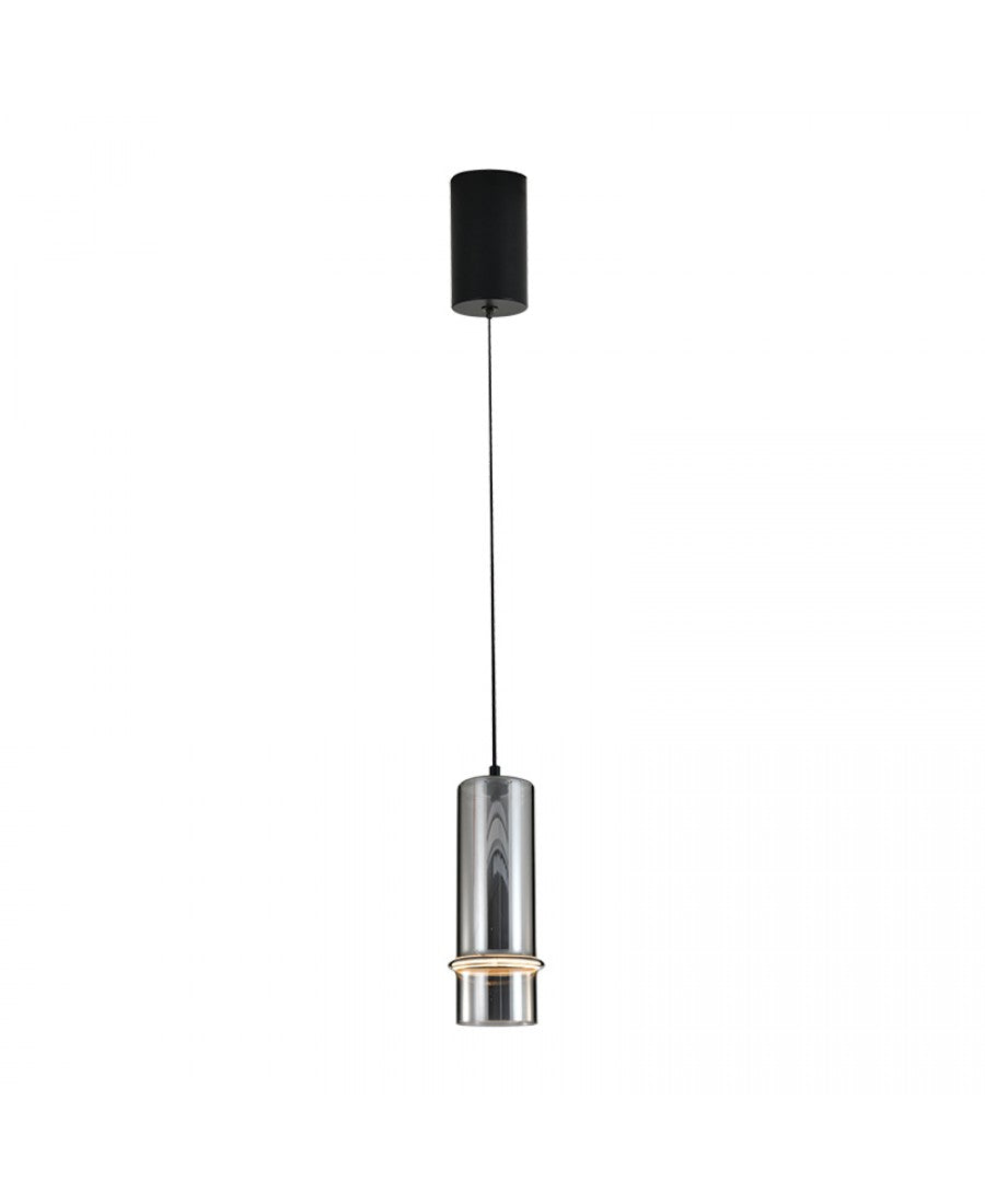 Pendul LED Negru Sablat - Sticlă Fumurie – Zambelis 2533