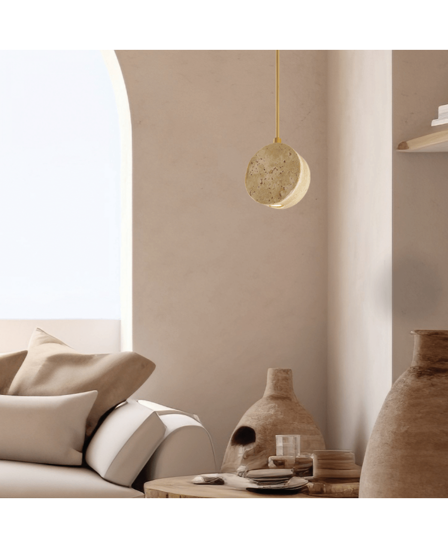 Pendul LED Piatră Naturală - Auriu – Zambelis 25336