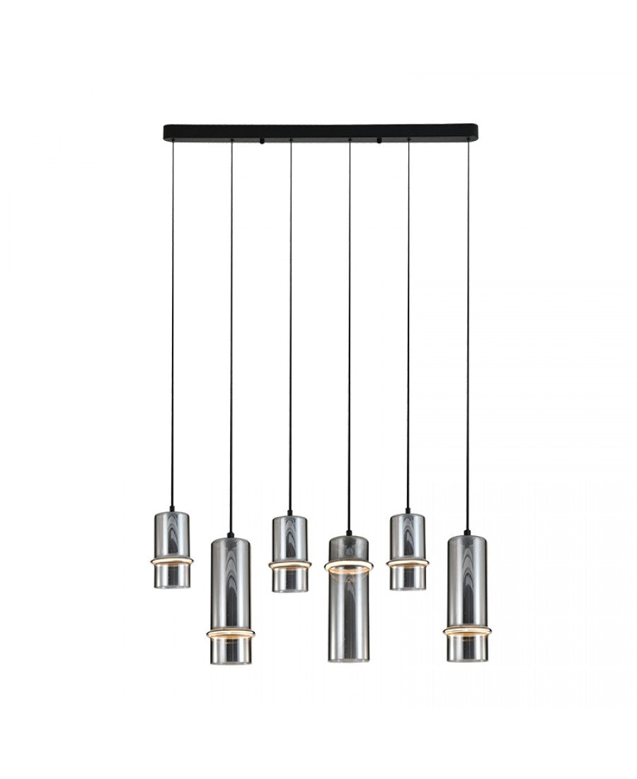 Lustră LED Negru Sablat - Sticlă Fumurie – Zambelis 2537