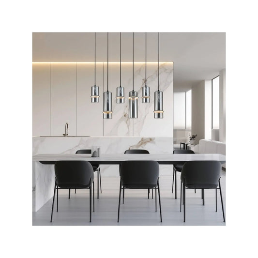 Lustră LED Negru Sablat - Sticlă Fumurie – Zambelis 2537