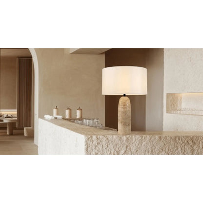 Lampă masă Piatră Naturală - Abajur Alb – Zambelis 25428