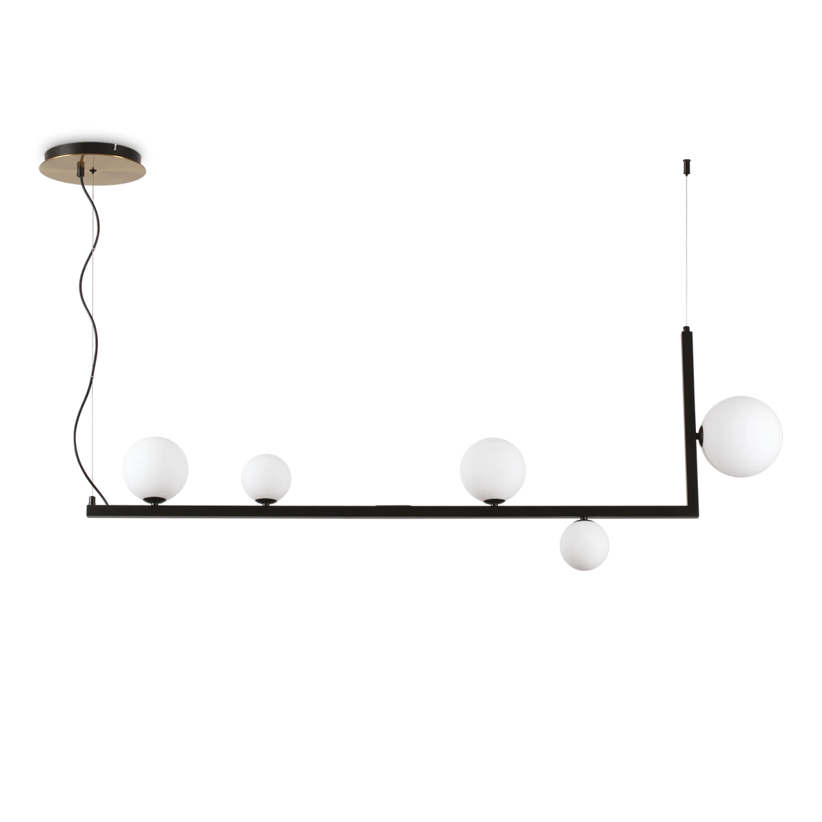 Suspensie BIRDS – 135 cm, bile din sticlă albă - 273648