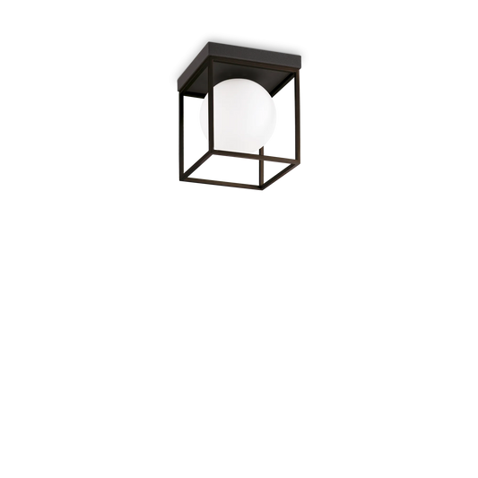 Plafonieră LINGOTTO – cub auriu cu glob din sticlă - 327853