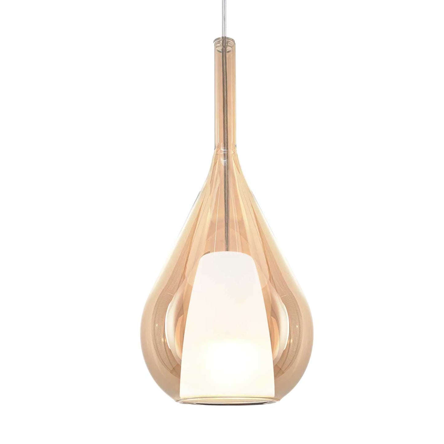 Suspensie KALIQUE 3 – sticlă suflată, exterior transparent