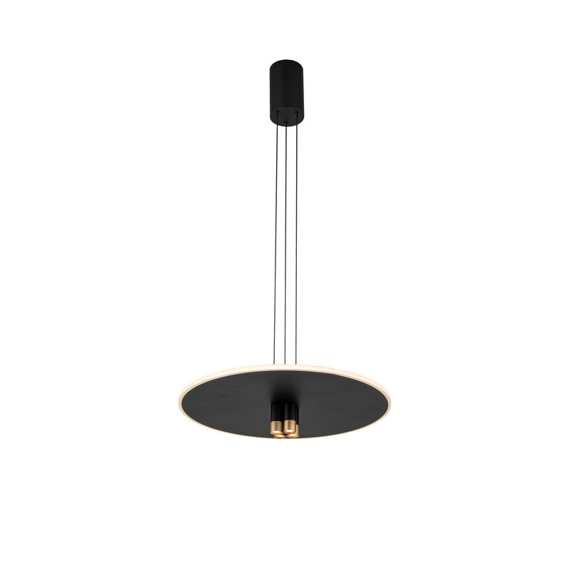 Pendul Mid-Century Modern Rotund cu LED Ø48,6cm, Negru + Auriu - Nomada