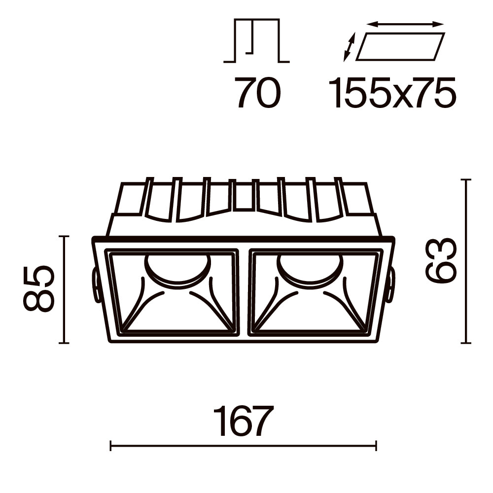 Schiță tehnică DL043-02-15W4K-SQ-W