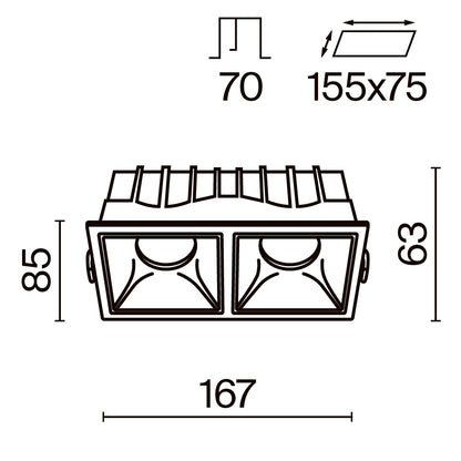 Schiță tehnică DL043-02-15W4K-SQ-W