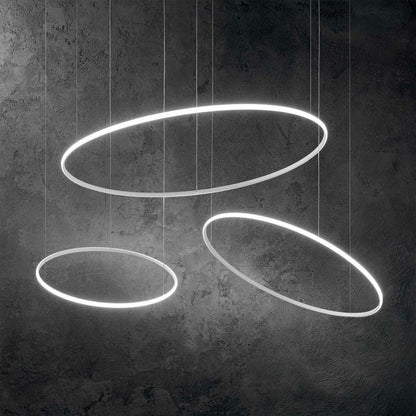 Suspensie HULAHOOP – cercuri albe, LED integrat