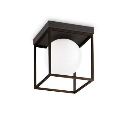 Plafonieră LINGOTTO – cub auriu cu glob din sticlă