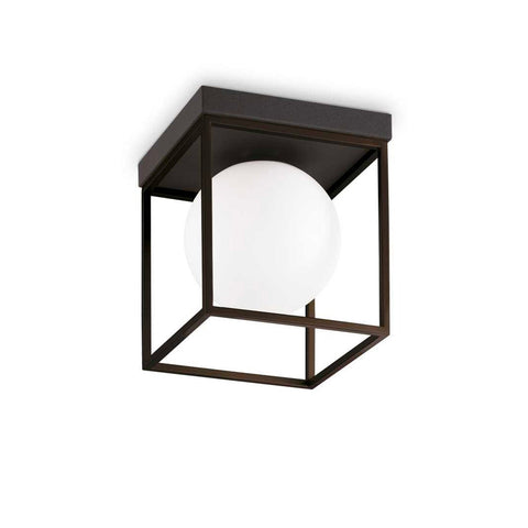 Plafonieră LINGOTTO – cub auriu cu glob din sticlă