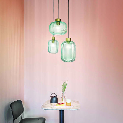 Suspensie MINT – sticlă art deco, gri sau verde