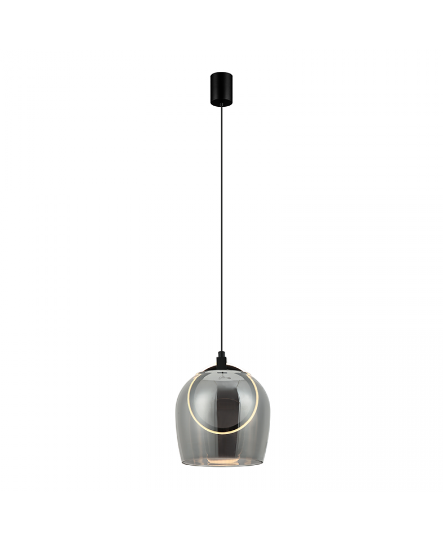 Pendul LED Sticlă Fumurie - Negru – Zambelis 23078