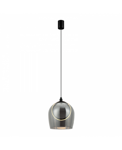 Pendul LED Sticlă Fumurie - Negru – Zambelis 23078