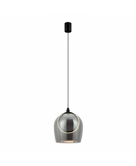 Pendul LED Sticlă Fumurie - Negru – Zambelis 23078